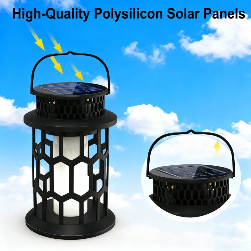 Solar Lanterns Outdoor Flickering Flame Garden Pathway Lights - Yard Patio Decor