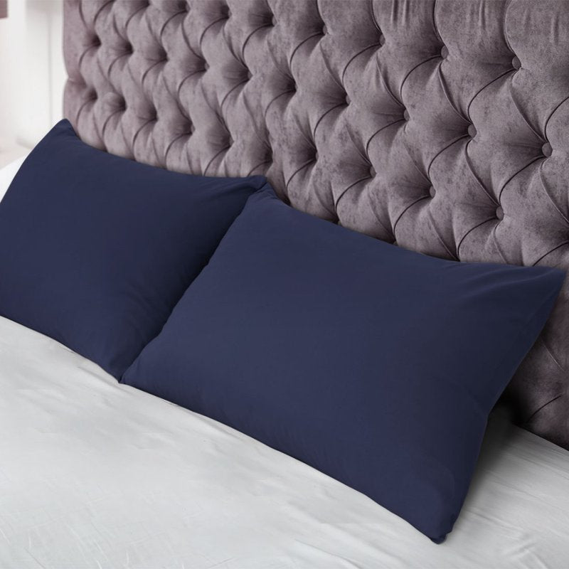 King Size Microfiber Pillowcases Navy Blue 2-Pack - Soft Breathable Fabric