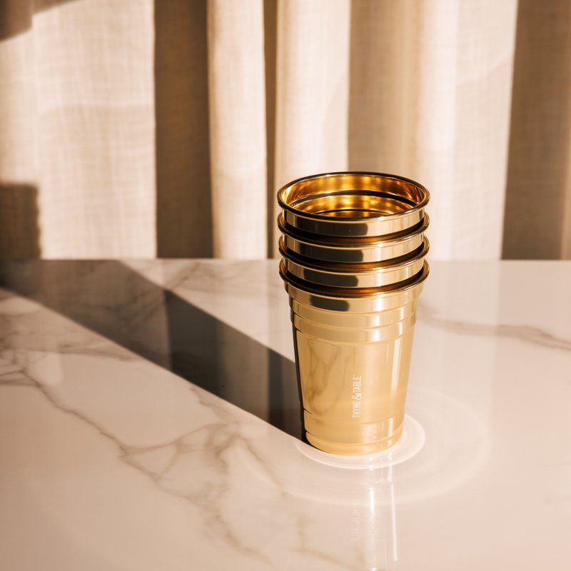 Gold Party Cups - 17 fl oz Aluminum Set of 4