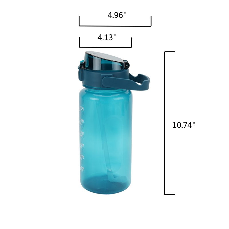 48 oz Blue Plastic Water Bottle with Handle & Phone Holder