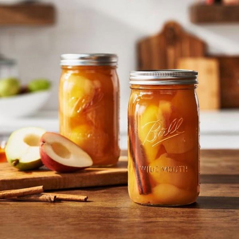 32 oz Wide Mouth Glass Mason Jars with Lids - 12 Count
