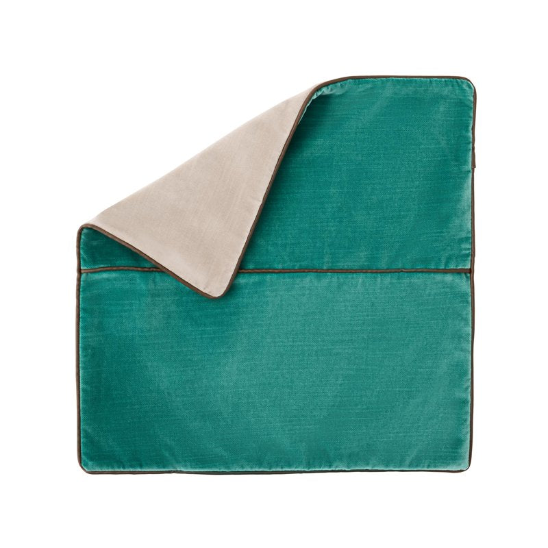 Greenbrier Velvet Decorative Pillow Cover - 18x18 inches with Faux Leather Trim - Greenbrier Variation
