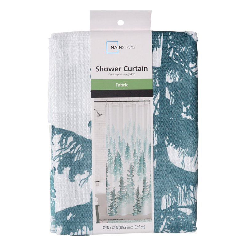 Treeline Fabric Shower Curtain with Medium Weight Liner - 72x72 Inches, Polyester, Curtain & Liner Variation
