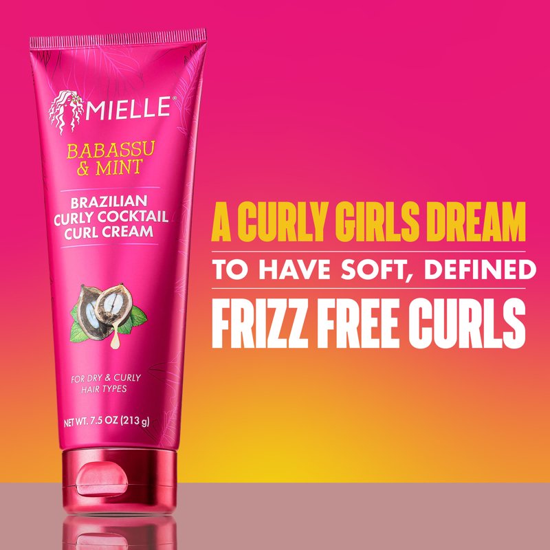 Babassu & Mint Brazilian Curly Cocktail Curl Cream for Textured Hair, 7.5 oz