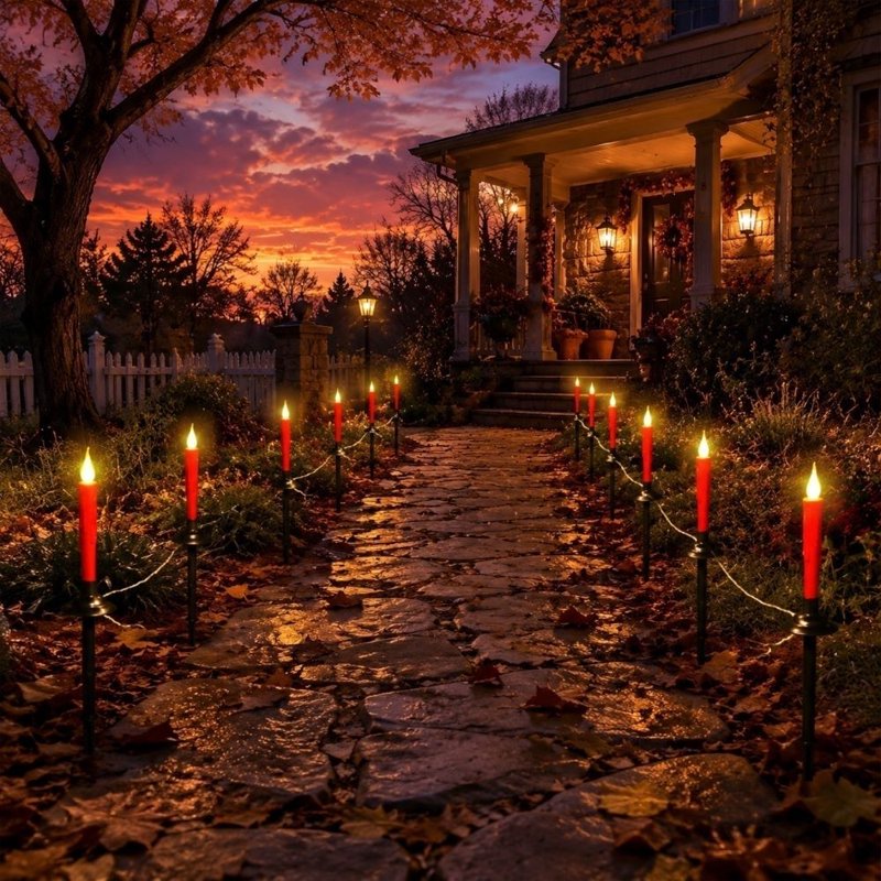 Solar LED Candle Lights F Flickering Flameless Outdoor Waterproof 6 Pack - F