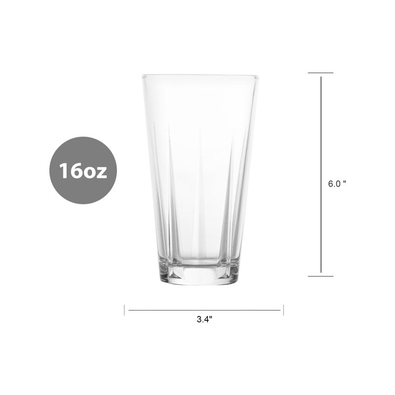 16 oz Glass Tumbler - 4 Pack for Everyday Beverages