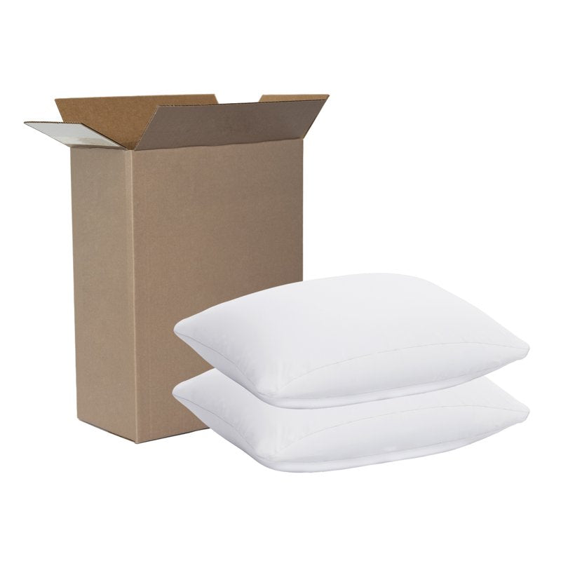 Allergy Relief Bed Pillows - Firm Support, Hypoallergenic Microfiber Cover, Standard/Queen (2 Pack)