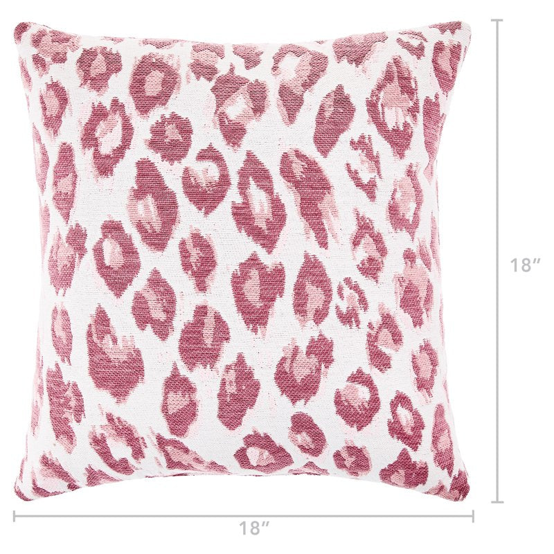 Pink Leopard Print Decorative Pillow - 18x18 Inch Square Accent Cushion - Pink