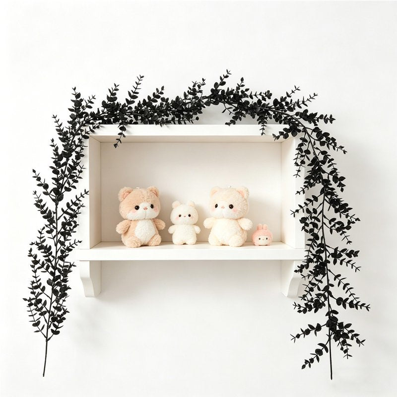 Black Leaf Garland Halloween Decor - 178cm Artificial Fall Maple Vines - Variation E-F