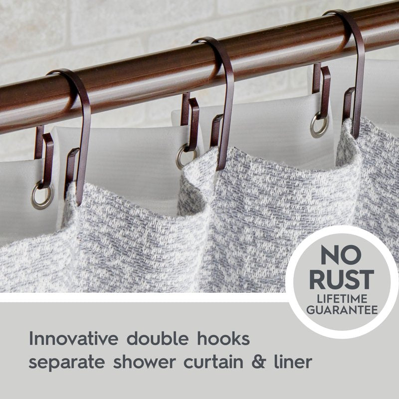 Better Homes & Gardens U-Shape Rustproof Stainless Steel Double Shower Hooks - Bronze Set of 12