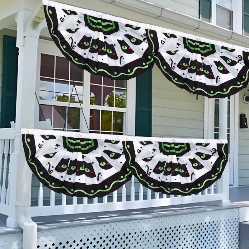Halloween Fan Flag Banner Outdoor Yard Fence Wall Decor - F Variation