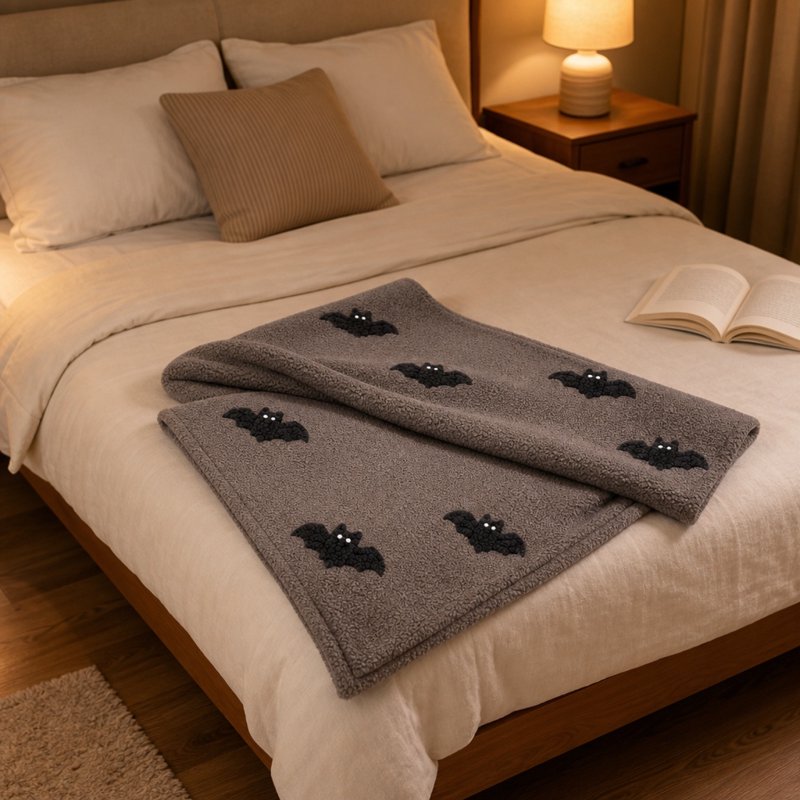 Halloween Ghost Flannel Throw Blanket - B Variation, 27.6x39.4 in, Soft Polyester Decor