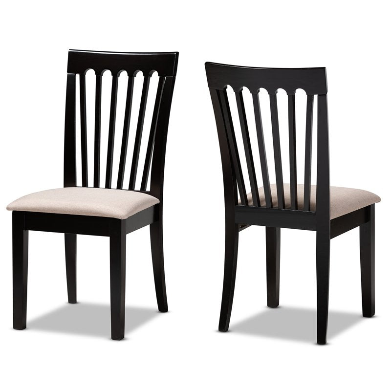 Modern 2-Piece Upholstered Dining Chair Set - Espresso Fabric