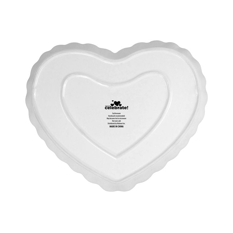 Heart-Shaped White Ceramic Serving Tray - 1 Pack