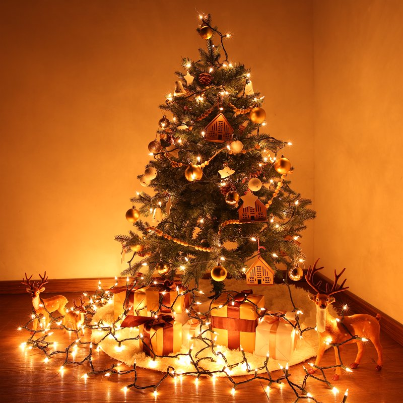 Toodour Warm White Christmas String Lights - 26.5ft 100 Incandescent Connectable Green Wire