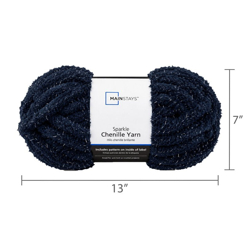 Sparkle Chenille Yarn Blue Cove - Super Bulky, Soft Knitting & Crocheting