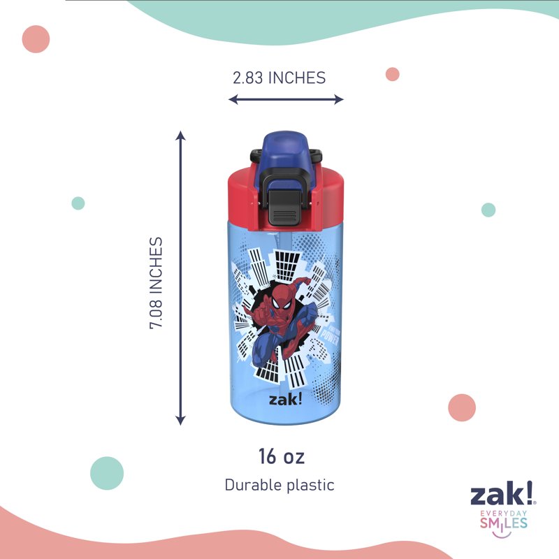 Spiderman 16oz Durable Plastic Water Bottle with Locking Lid - Blue
