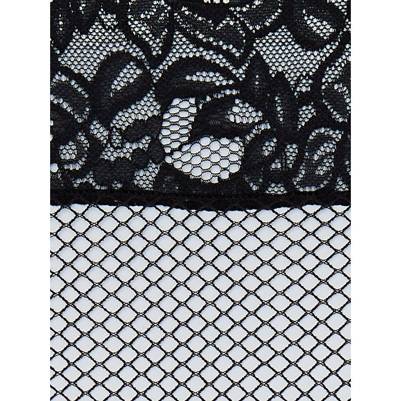 Women’s Fishnet Thigh-High Stockings 2-Pack - Black, Regular Fit, Roll-Resistant Waist