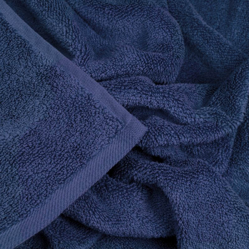 Navy Blue 6-Piece Cotton Bath Towel Set - Soft & Absorbent Home Spa Towels