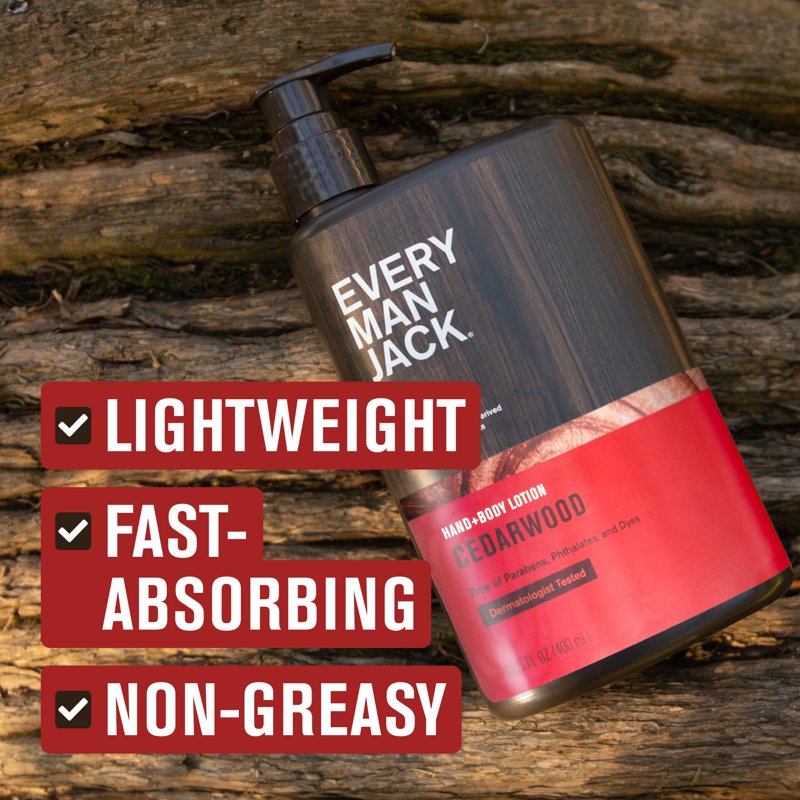 Cedarwood Hand & Body Lotion - Lightweight Moisturizing Formula for Men