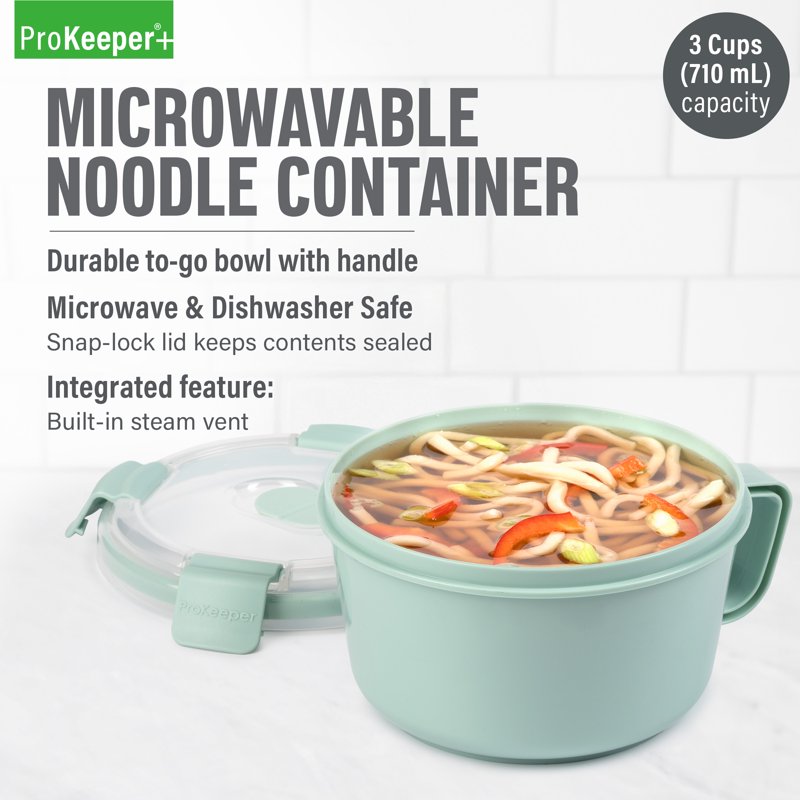 Noodle Container - 4.5 Cup, Leak-Proof, BPA-Free for School Lunches