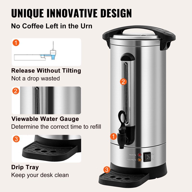 110-Cup Stainless Steel Coffee Urn - Electric Coffee Brewer