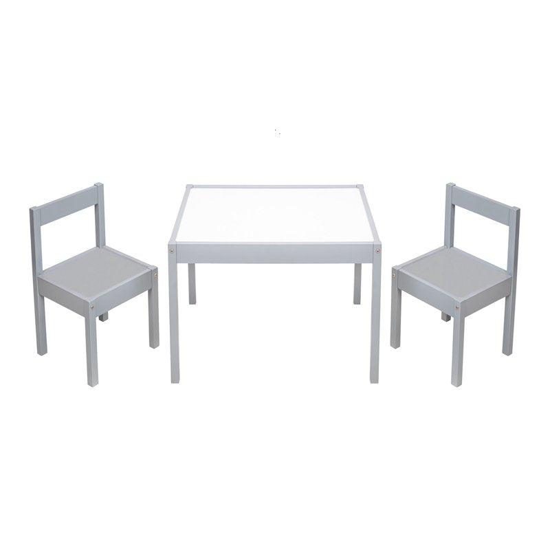 Kids 3-Piece Dry Erase Activity Table and Chair Set - Gray
