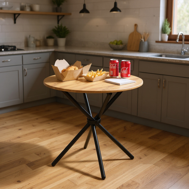 31.5 Inch Round Dining Table for Small Spaces - Honey Oak