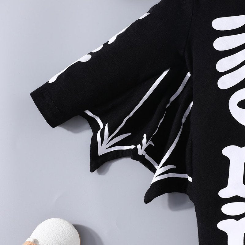 Baby Skeleton Print Halloween Jumpsuit & Hat Set - 9-12 Months, Black Pink
