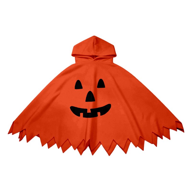 Kids Halloween Costumes Unisex Hooded Pumpkin Cape - Orange, 7-9 Years