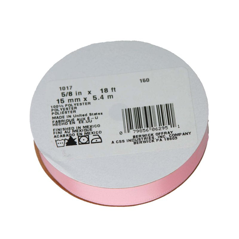 (4 Pack) Offray Pink Satin Ribbon 5/8 Inch, 18 Feet Each - Craft & Sewing Supplies