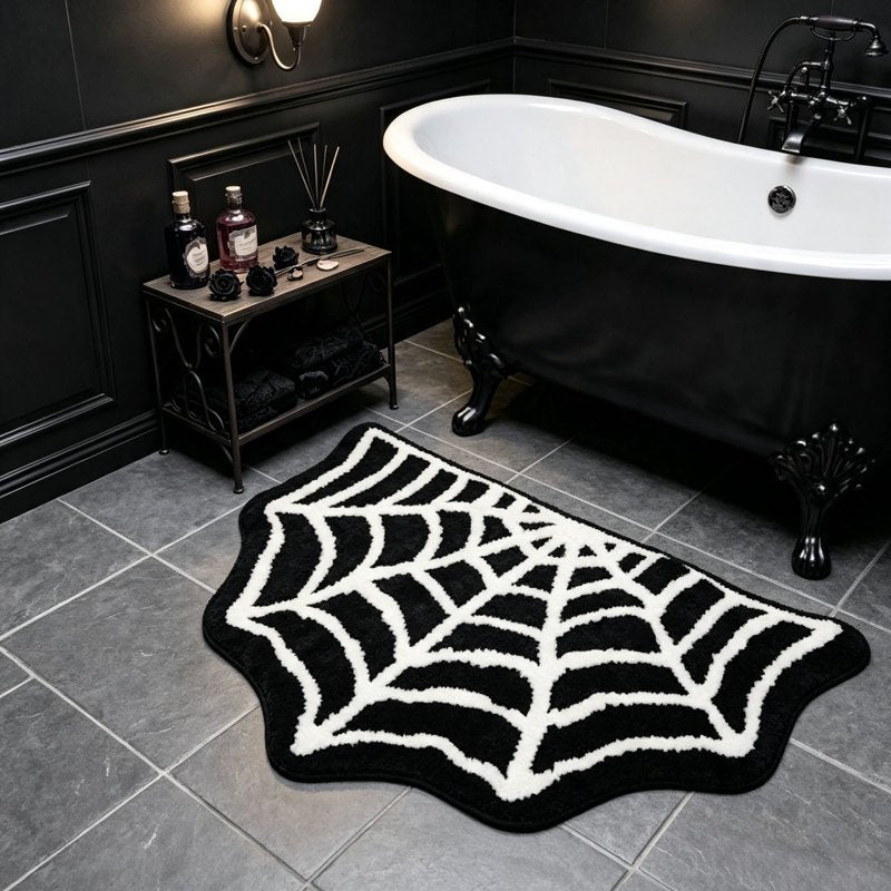 Halloween Spider Web Bathroom Rug - 15.75x23.62 Inch Non-Slip Plush Floor Mat with Variation H