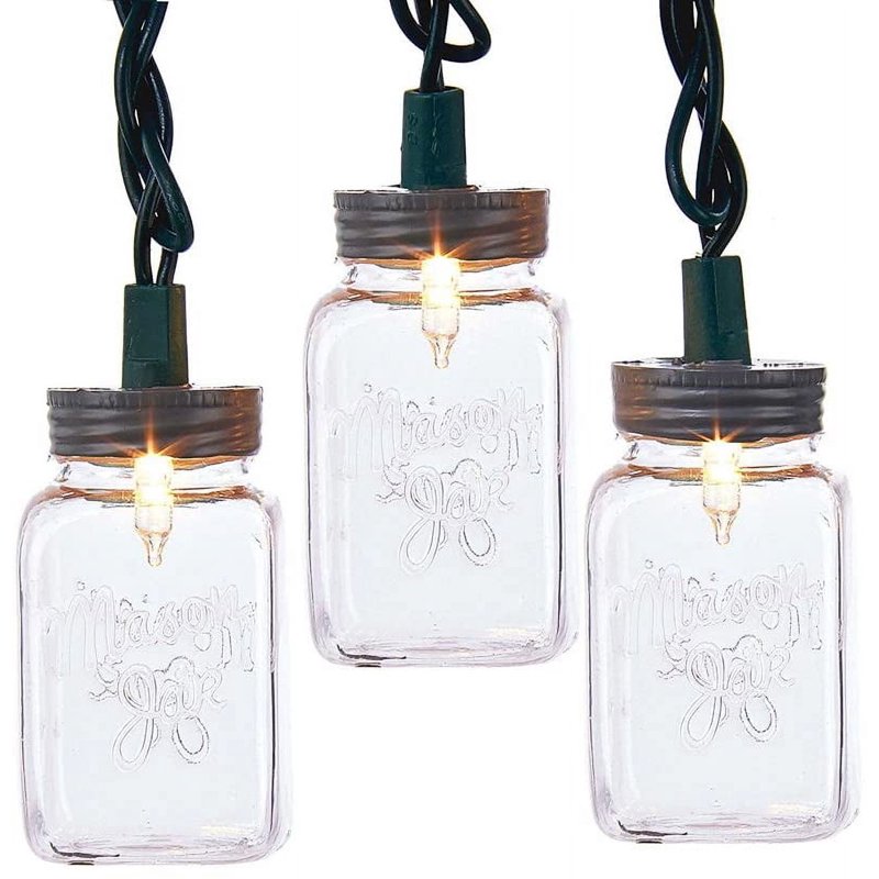 Clear Mason Jar String Lights - Indoor & Outdoor Festive Decor