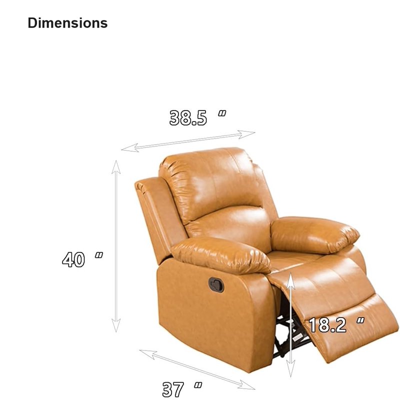 Overstuffed Vegan Leather Recliner Chair - Blue