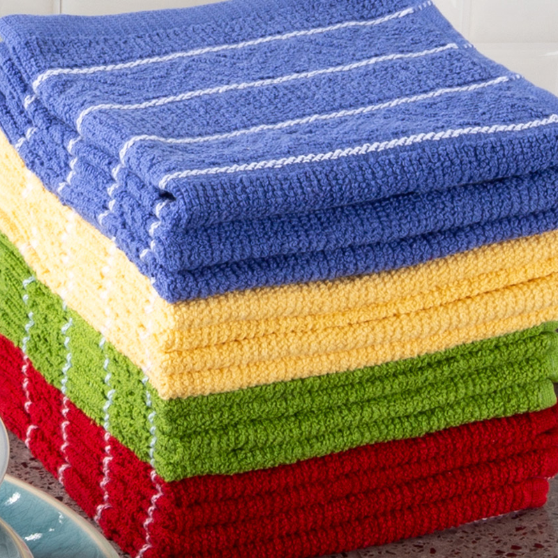 Cotton Hand Towels, Chevron Weave - Red Stripe (16 Pack)