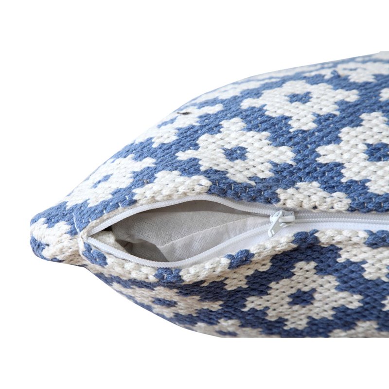 20x20 Blue White Cotton Blend Pillow Cover - Ox Bay Machine-Made