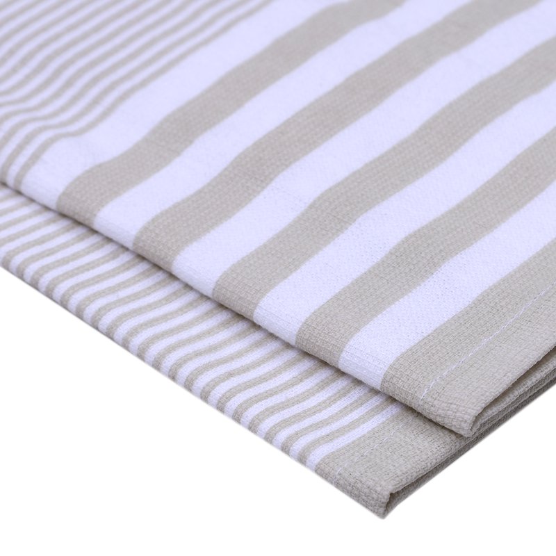 15"x25" Horizontal Stripe Kitchen Towels - 4-Pack, Beige