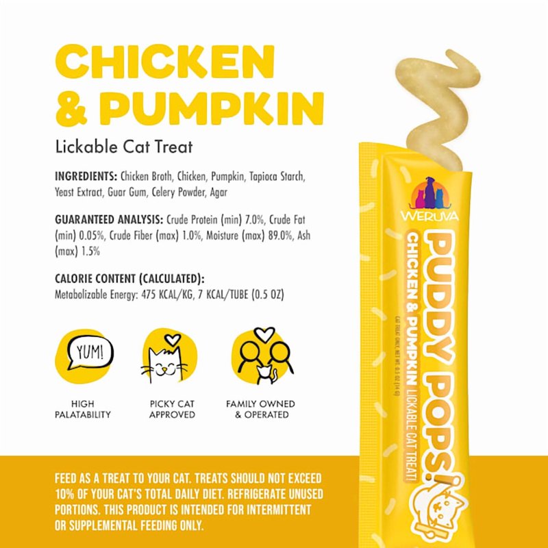 Lickable Cat Treats with Chicken & Pumpkin - 50 Pack, Hydrating & Natural