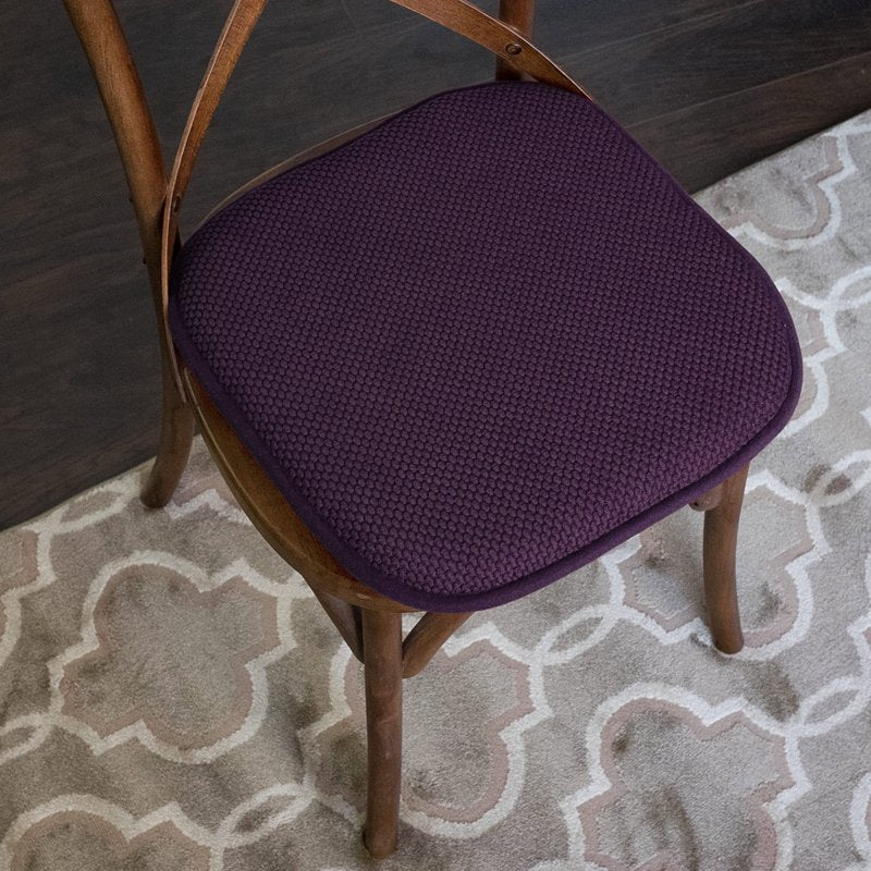 Memory Foam Chair Pad - Non-Slip Back 16" x 16" - Eggplant, 6-Pack