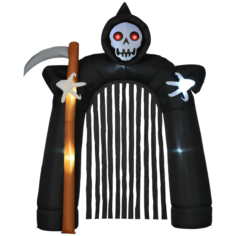 Halloween Inflatable Archway with Ghost Pumpkins and LED Lights - Grim Reaper Variation