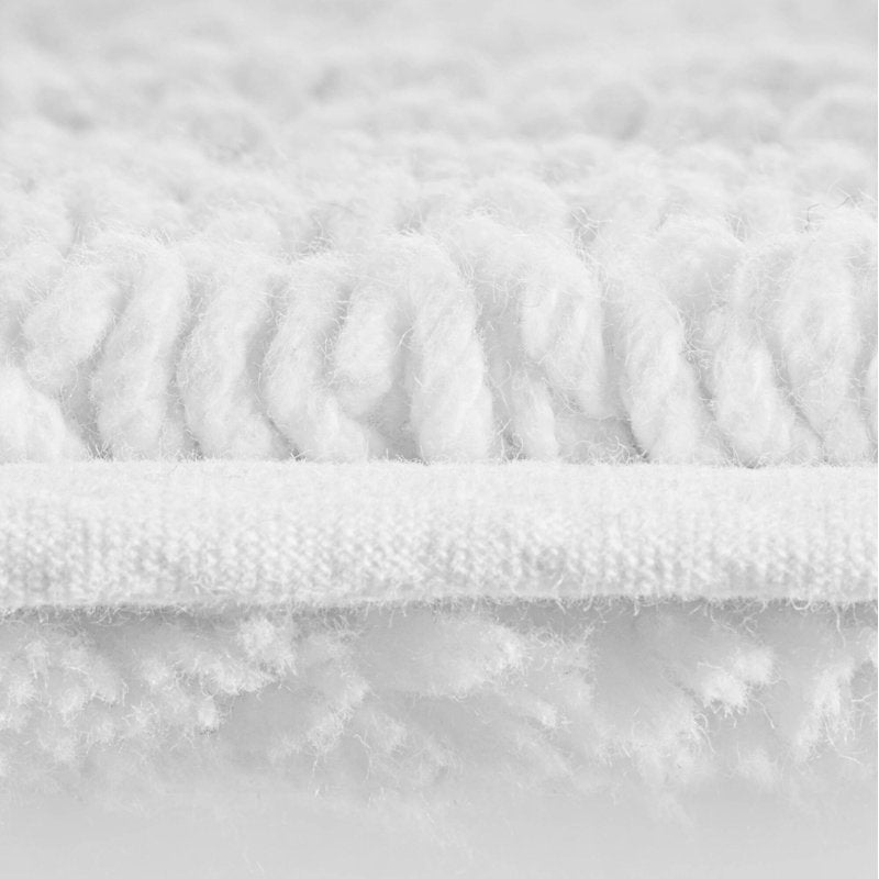 White Reversible Cotton Bath Rug 24x60 Inch 3000 GSM Ultra Plush Reversible Bathroom Mat