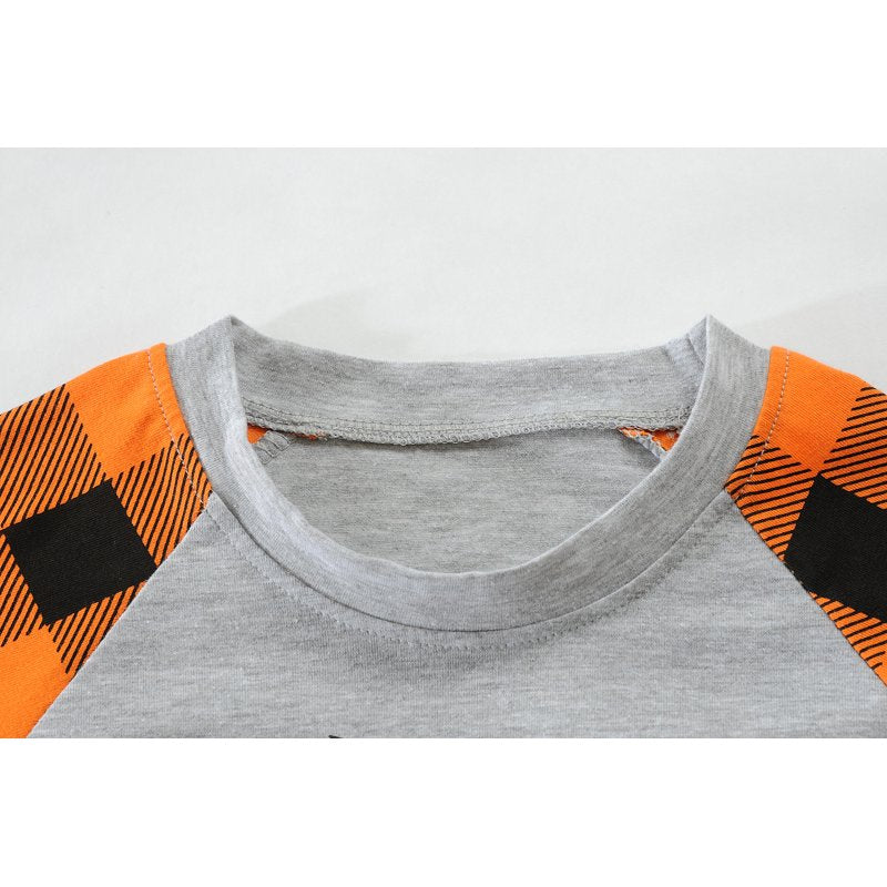 Kids Halloween Pumpkin Graphic Long Sleeve T-Shirt - Gray 6T - Boys Costume Top