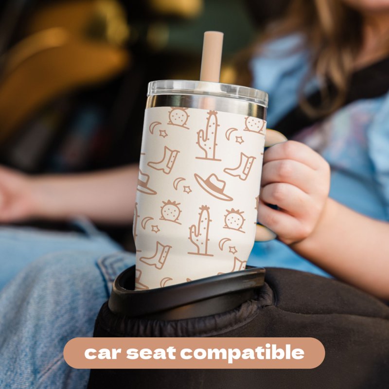 Insulated Kids Travel Tumbler with Silicone Straw - Western 12oz