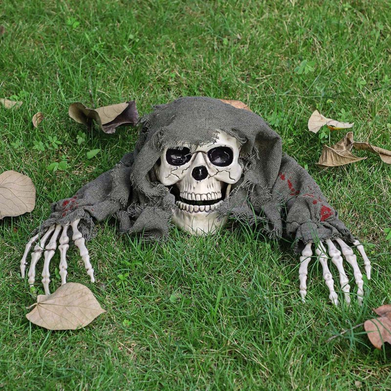 Outdoor Halloween Skeleton Ground Stakes with Skull and Bones Set