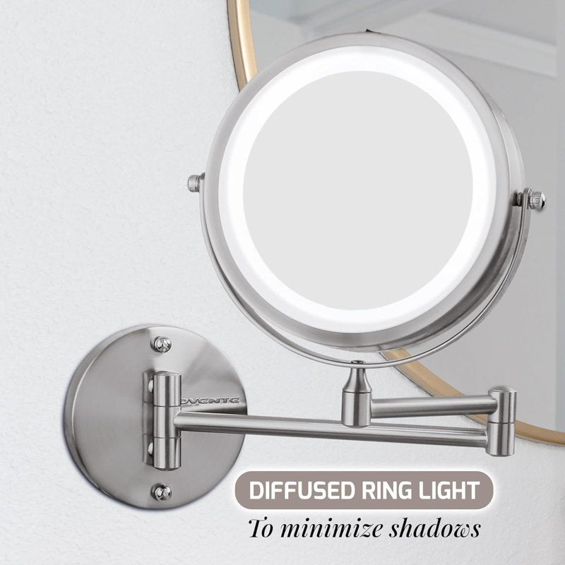 Wall Mounted LED Makeup Mirror - Double Sided Magnifying Vanity Mirror