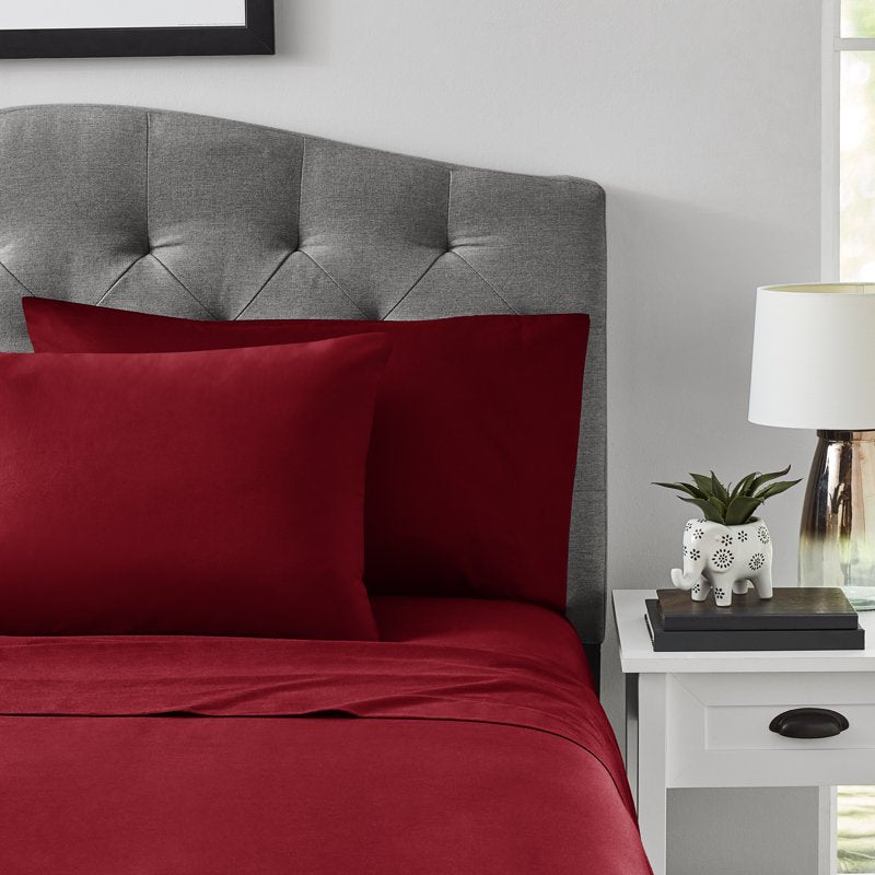 Queen Merlot Cotton Blend Percale Pillowcase Set - 2-Pack, 300 Thread Count