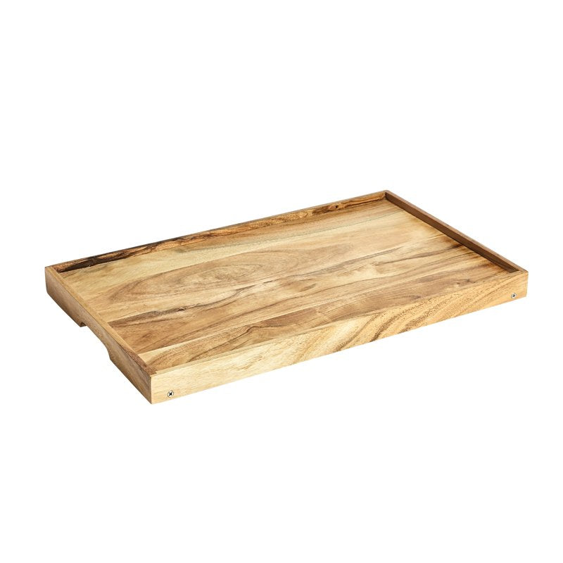 Acacia Wood Bed Tray with Stand - 4 Pack, Natural Finish