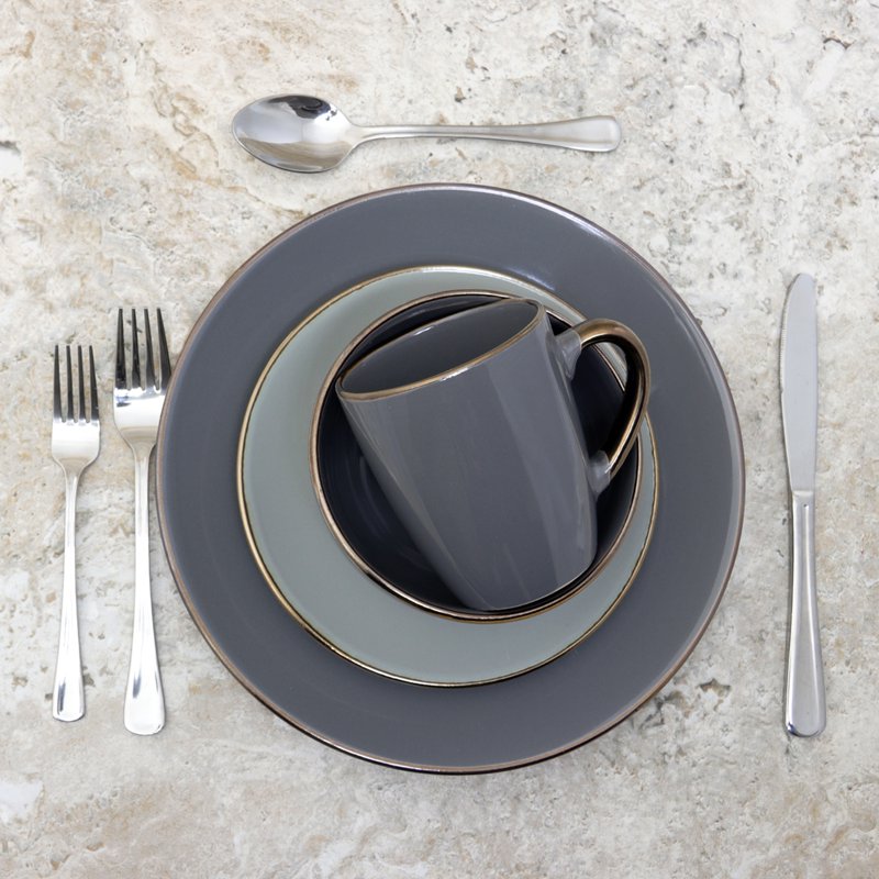 16-Piece Stoneware Dinnerware Set - Gray