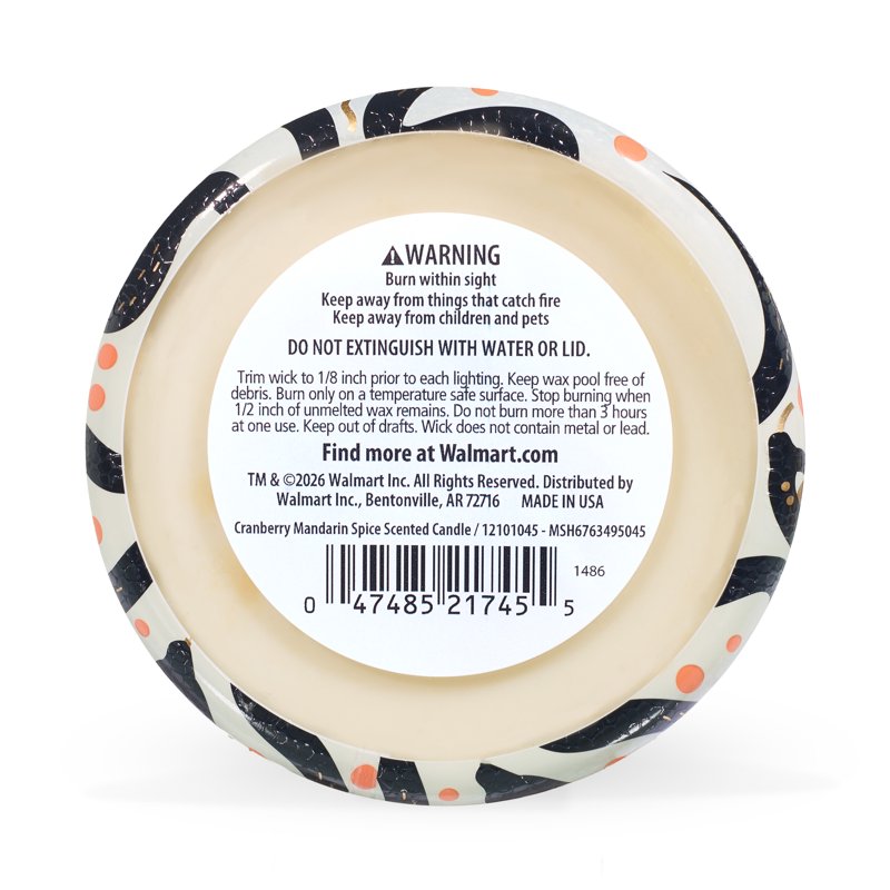 Scented Candle with Cranberry Mandarin Spice - 13 oz Festive Home Decor
