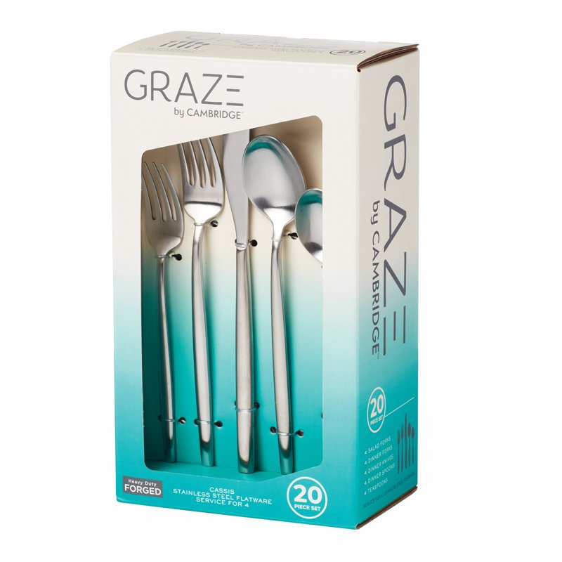 20-Piece Satin Stainless Steel Flatware Set - Service for 4